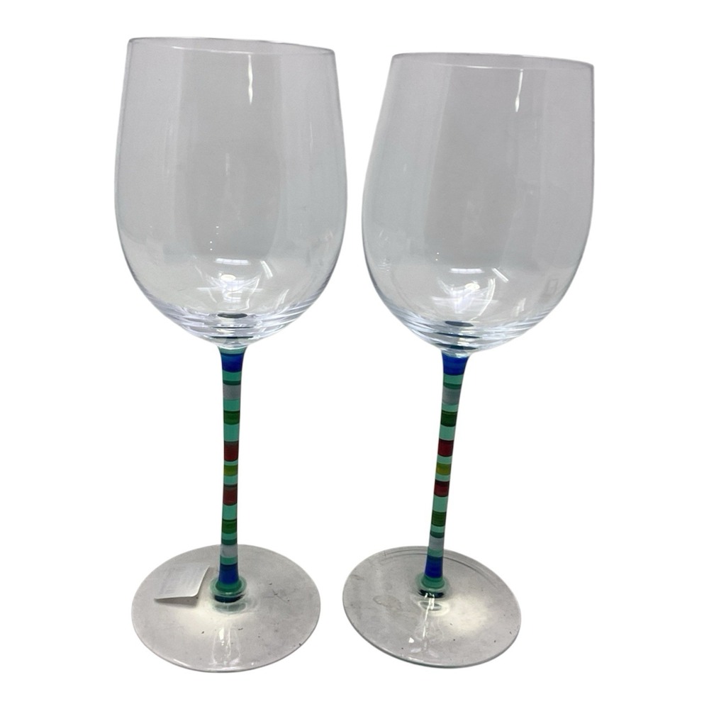 (2) Crate And Barrel Caprice Goblets 8 1/8" Wine Glasses Hungary